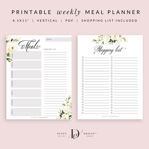 Meal Planner Printable, Weekly Meal Planner, Menu Planner, Grocery Shopping List Printable, Health Planner, Fitness Planner, PDF image 4