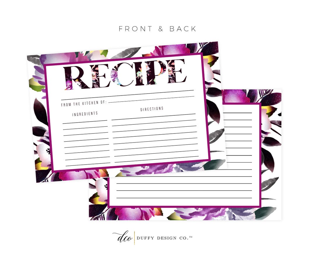 Pink Recipe Card Printable, Printable Recipe Card, DIY Recipe Cards