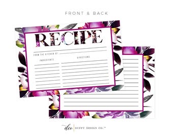 Pink Recipe Card Printable, Printable Recipe Card, DIY Recipe Cards, 4x6 Recipe Card, Bridal Shower Recipe Card, PDF Instant Download