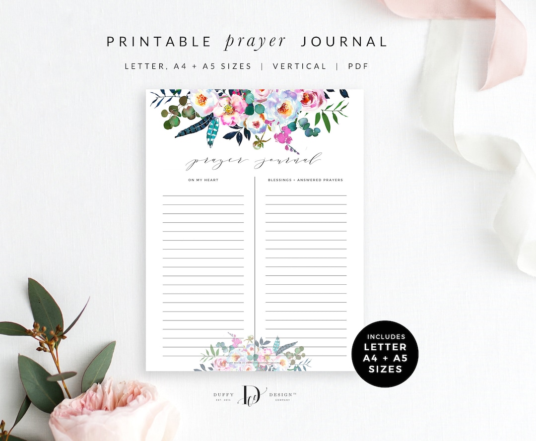 Printable Prayer Journal for Women, Gratitude Journal, Christian ...