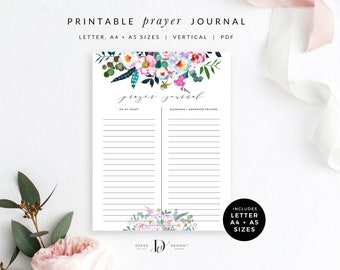Printable Prayer Journal for Women, Gratitude Journal, Christian Journal, Bible Journal Printable  PJ006