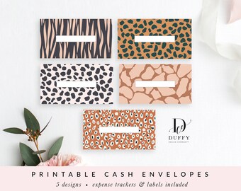 Jungle Printable Cash Envelope System with Transaction Tracker, Budget Envelopes Printable, Set of 5, INSTANT DOWNLOAD - CE025