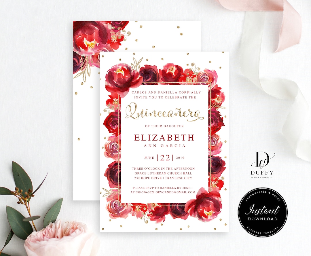 Image 6 for Red Quince Invitation Templates