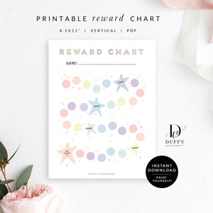 Printable Rainbow Reward Chart, Children's Sticker Chart, Toddler Reward Chart, Potty Training Chart INSTANT DOWNLOAD RC001 image 3