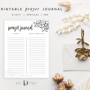 Journal de prière imprimable, liste de prière imprimable, imprimables d'étude biblique, journal de foi, journalisation biblique, dévotion quotidienne imprimable, PJ001