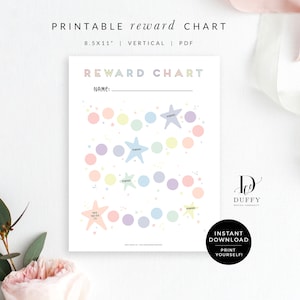 Printable Rainbow Reward Chart, Children's Sticker Chart, Toddler Reward Chart, Potty Training Chart INSTANT DOWNLOAD RC001 image 5