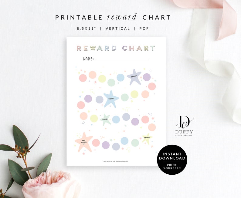 Printable Rainbow Reward Chart, Children's Sticker Chart, Toddler Reward Chart, Potty Training Chart INSTANT DOWNLOAD RC001 image 5