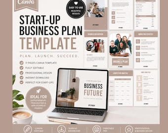 Start-Up Business Plan Canva Template | Editable Business Planner | Small Business Plan PDF | Entrepreneur Workbook | Startup Presentation