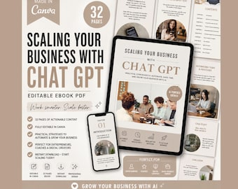 ChatGPT Business Scaling Guide | AI eBook for Entrepreneurs | Canva Editable PDF | Digital Download