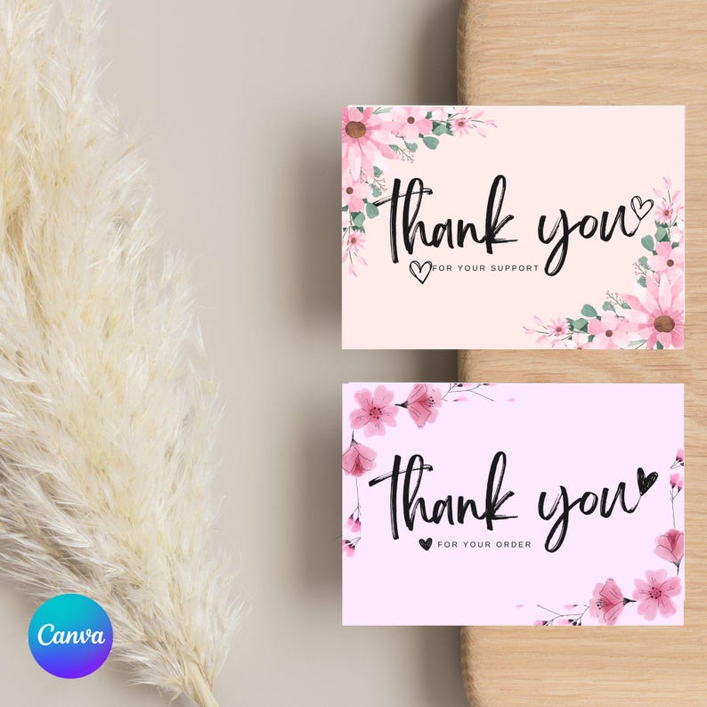 Editable Thank You Card Template Canva | Small Business Packaging ...