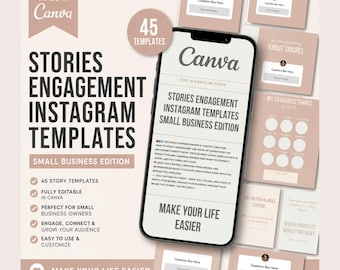 Instagram Story Templates for Small Business | Canva Story Bundle | Engagement Templates | Editable Social Media Pack
