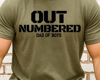 T-shirt voor vaders van jongens, T-shirt met de tekst "Outnumbered Dad of Boys", grappige T-shirts voor vaders van jongens, Vaderdagcadeau, cadeau voor vaders van jongens, T-shirt voor vaders van jongens