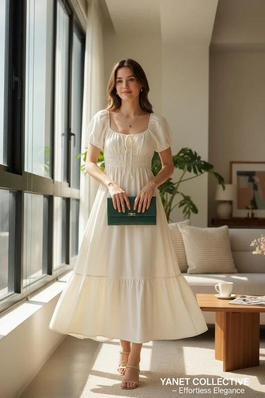 Cream Puff Sleeve Dress