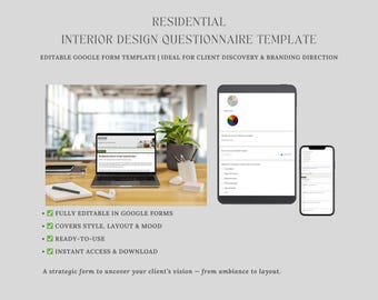 Interior Design Client Questionnaire – Residential Intake Form | Editable Google Form