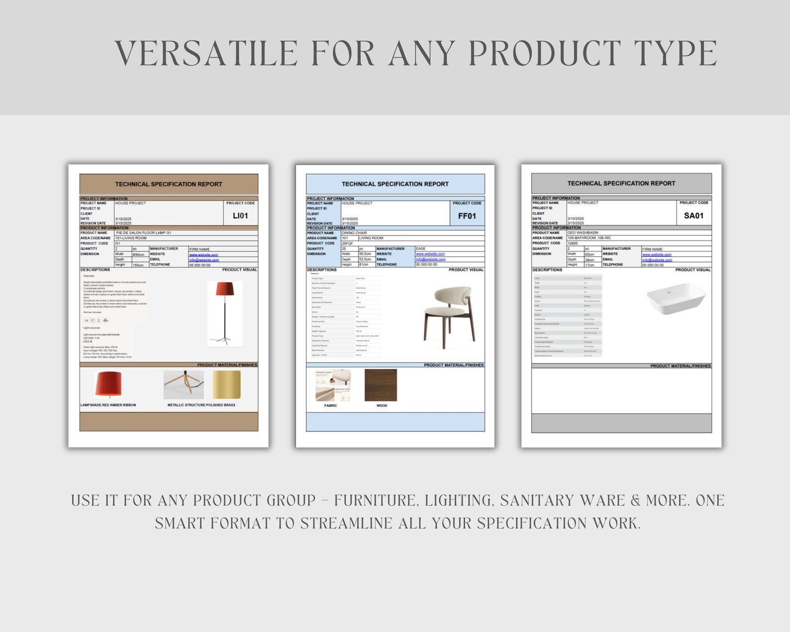 FF&E Specification Sheet – Editable Google Sheets Template for Interior ...