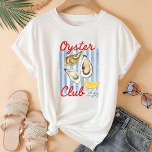 Oyster Club Vintage Shirt, Nautical Foodie Shirt, Retro Seafood Graphic Tee, Fisherman Aesthetic, Oysters Lover Club, Trendy Summer Shirt