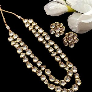 Kundan Necklace Long Kundan Necklace polki  Indian jewelry layered necklace Kundan rani haar  Statement necklace Sabyasachi jewelry