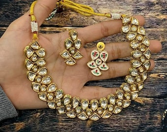 Bridal Kundan Choker Necklace Set | Indian Wedding Polki Jewelry