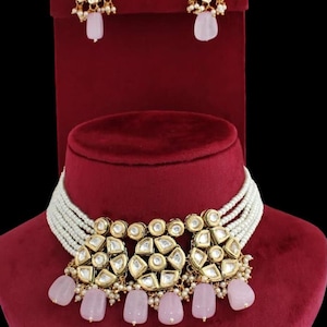 Kundan Choker/ Green Beaded Choker Set / Partywear Choker Set / Wedding Necklace Set/green necklace/polki kundan/ wedding Set Bridal Set
