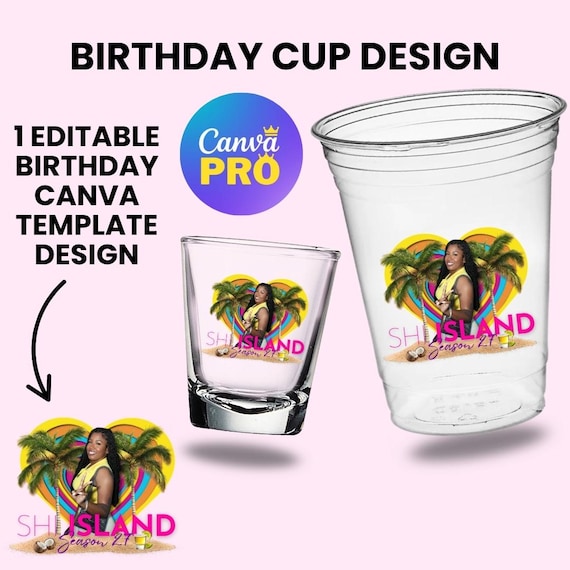 Editable Love Island Themed PNG Template Cup Design