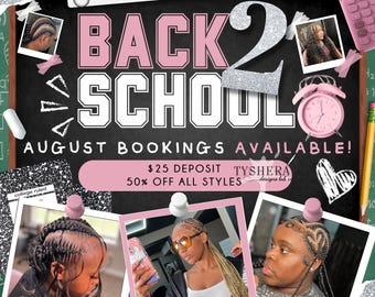 Modèle de Flyer de réservation d'août : création de cheveux et de cils pour la rentrée des classes