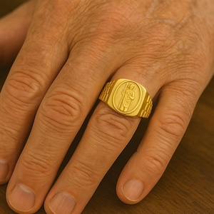 Saint Jude Ring – San Judas Signet Ring for Men & Women – Christian Protection Jewelry – Handmade Faith Gift – Catholic Ring
