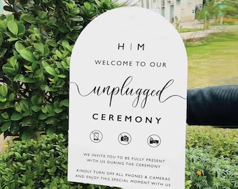 Cartello per cerimonia Unplugged in acrilico minimalista / Cartello per matrimonio Unplugged / Cartello per matrimonio personalizzato / Cartello per matrimonio / Benvenuti alla nostra cerimonia Unplugged