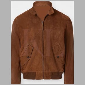 Men&#39;s Brown Suede Trucker Jacket: Handmade Western Style Lambskin Leather
