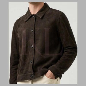 Men&#39;s Brown Suede Trucker Jacket: Handmade Western Cowboy Style