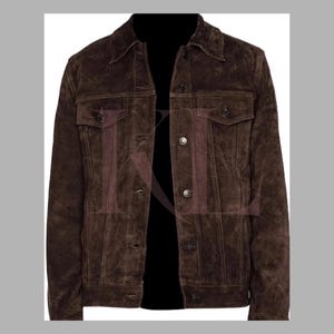 Men&#39;s Suede Trucker Jacket: Handmade Western Cowboy Style