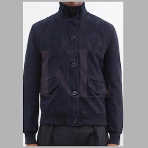 Blue Suede Trucker Jacket: Western Cowboy Style - Handmade