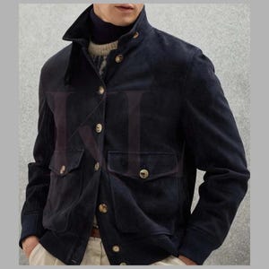 Blue Suede Trucker Jacket: Western Cowboy Style - Handmade