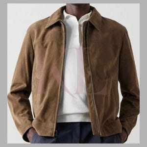 Men&#39;s Brown Suede Trucker Jacket: Handmade Western Cowboy Style