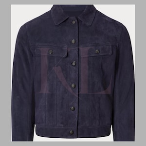 Blue Suede Trucker Jacket: Men&#39;s Western Cowboy Style