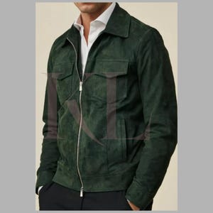 Men&#39;s Suede Trucker Jacket: Handmade Western Style Bomber