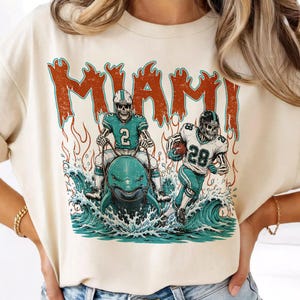 Miami Football Skull-tröja, vintage Malik Willis-fantröja, matchdagspresent till fotboll, DeVon Achane Comfort Colors Football