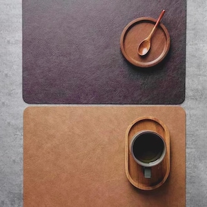 4PC Waterproof and Oil-resistant Faux Leather Table Mat