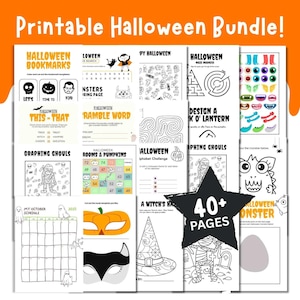 40+ Printable Kids Halloween Activities, Halloween Party Games, Halloween Coloring Pages, Halloween Bundle, Printable PDF, Digital Download
