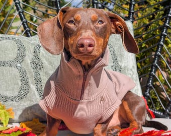 Ribbed 1/4 Zip Dachshund Jumper - Various Colours