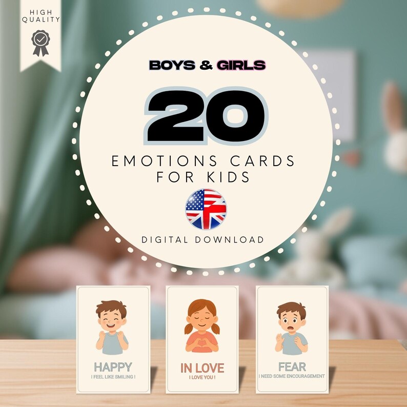 Printable Emotion Cards for Kids (boys & Girls) – PDF Emotional ...