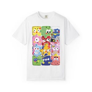 Kleurrijk T-shirt met stripfiguur, leuk grafisch T-shirt voor kinderen en volwassenen, ideaal voor verjaardagen, vrijetijdskleding, cadeau-idee