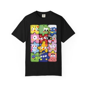 Kopie van kleurrijk T-shirt met stripfiguur, leuk T-shirt met grafische print voor kinderen en volwassenen, vrijetijdskleding, cadeau-idee, zwarte T-shirts cartoon
