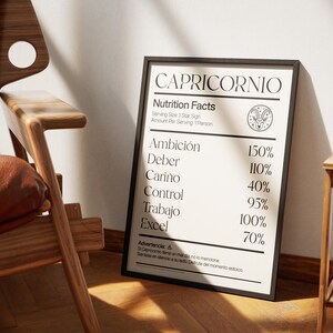 Pack of 12 Zodiac Nutrition Facts Posters in Spanish to Print | Fun A3 Prints | Astrological Digital Art