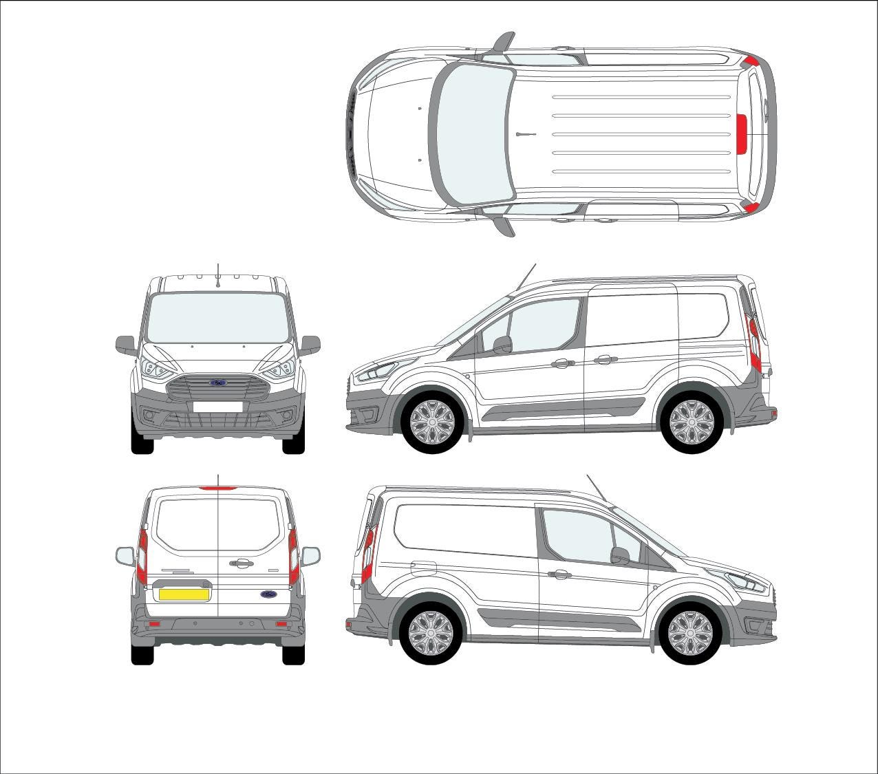 Ford Transit Connect 2018-2024 Vehicle Template Mock up Design