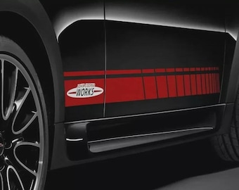 Fits Mini Cooper JCW Side Stripes Vinyl Graphics Decals Both Sides Any Colour