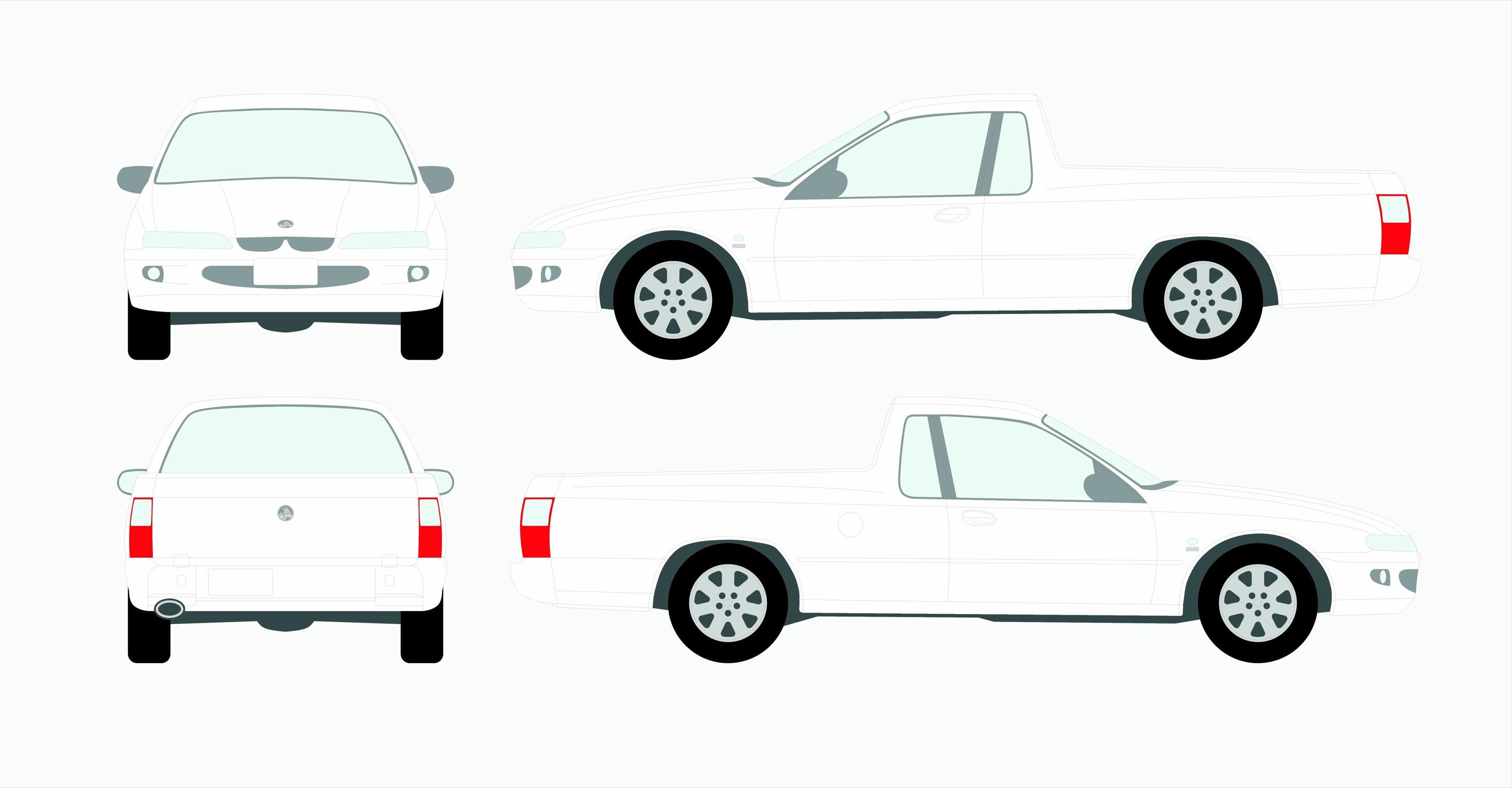 Holden Commodore 2002-2006 UTE Vehicle Template Outline Mock up Digital ...