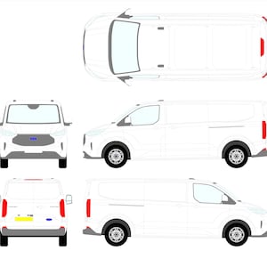Ford Transit Custom 2024-2025 Vehicle Template Mock Up Design Download L2H1 LWB Double Sliding Door