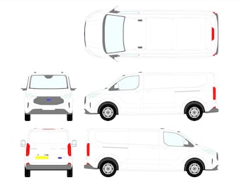 Ford Übergang Custom 2024-2025 Fahrzeug Vorlage Mock Up Design Download L2H1 LWB Doppelschiebetür