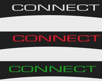 May include: Three black, curved banners with the word "CONNECT" in white, red, and green. The banners are arranged vertically, with the white text at the top, red in the middle, and green at the bottom. The Diamond Decals logo is in the upper left corner.
