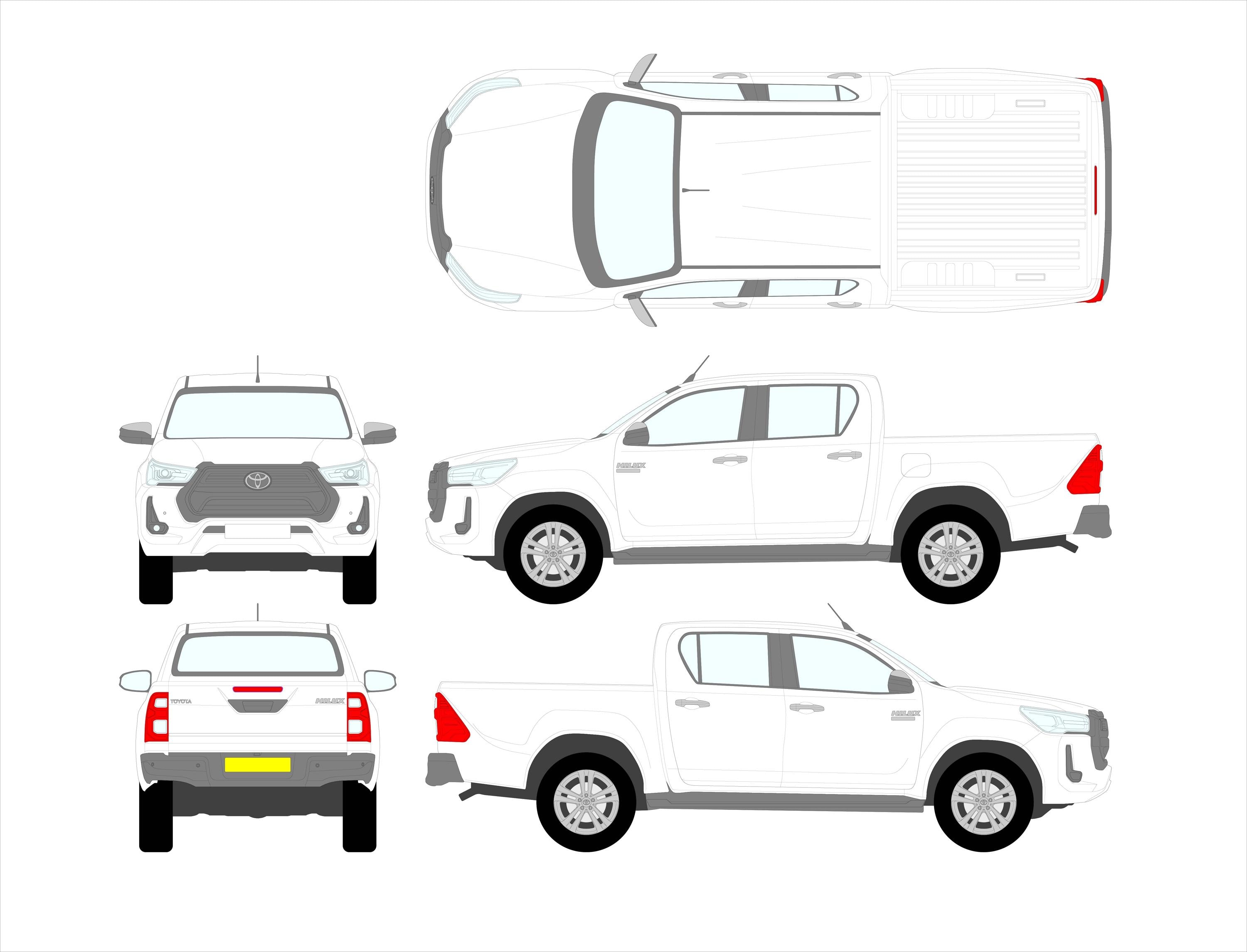 Toyota Hilux 2021 - Present Vehicle Template Mock up Design